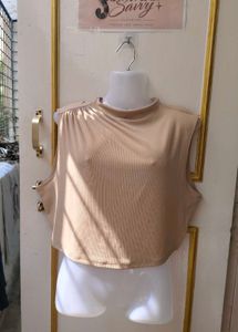 Chic Mock Neck Sleeveless Crop Top