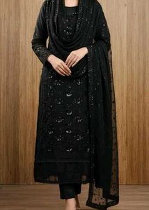 Georgette Black Sequined Suit