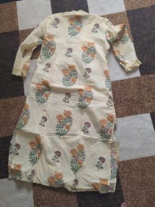 Floral ethnic kurti with lace Pure cotton