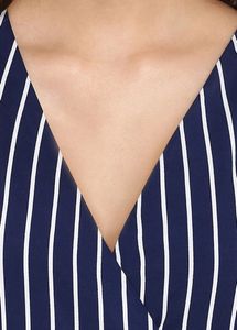 QUIERO Striped Navy Blue Jumpsuit