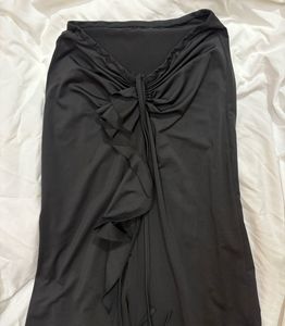 y2k Black Maxi Skirt with Ruffles