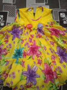 Vibrant Yellow Floral Ethnic Gown