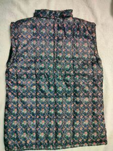 Navy Blue Color Floral Print Half Jacket For Women