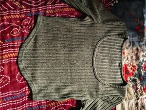 Ribbed Bell Sleeve Crop Top