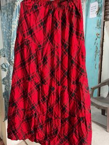 Red & Black Plaid Maxi Skirt