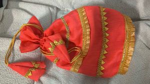 Elegant Coral Drawstring Pouch