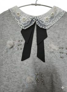 Elegant Grey Sweater with Bow(new)