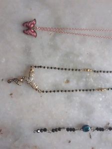 Evil Eye Bracelet, butterfly chain and mangalsutra