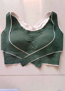 Stylish Green Front Support Bra