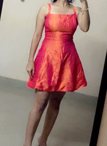Vibrant Orange & Pink Mini Dress