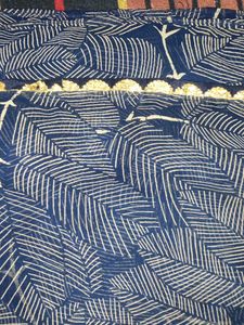 Elegant Navy Blue Leaf Print Saree with petticoat