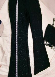Chic Black Lace flared pant with top