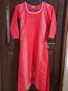 Vibrant Red Embroidered Kurta
