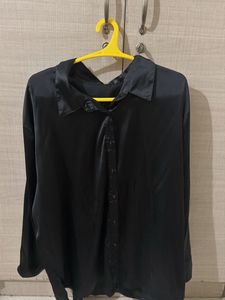 Elegant Black Satin Shirt