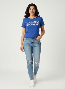 Blue 'Attitude 22' Ruffle Tee