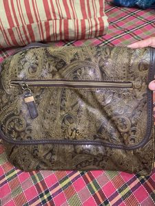 Vintage Paisley Embossed Messenger Bag