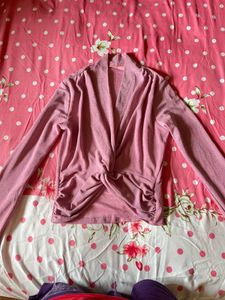 Sparkly Pink Ruched Twist Top