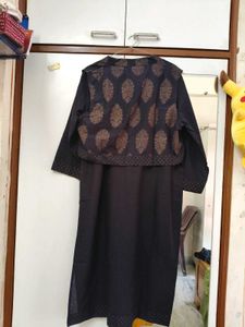 Black pure cotton kurta with jacket