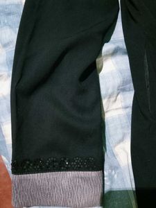 Elegant Black Abaya with Embellished Panel