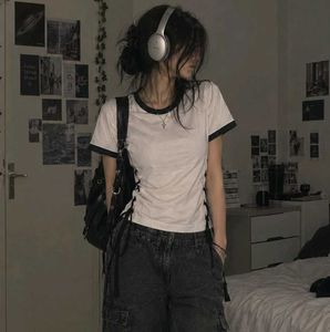 White T-Shirt with Black Accents