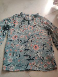 Zink Light Blue Floral Print Top