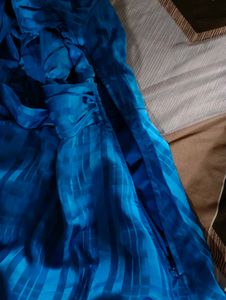 New Stunning Blue Puff Sleeve Mini Dress