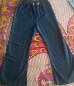 Women's Navy Blue Flare Elastic Plazo