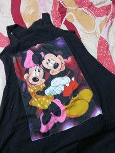 Cute Mickey &amp; Minnie Mouse Black Dress