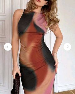 Abstract Print Sleeveless Midi Dress (Small)