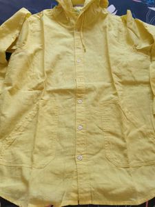 Yellow Hooded Casual Shirt