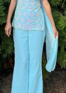 Stunning Blue Embroidered Kurta Set