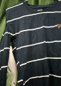Striped Long  cold shoulder Sleeve T-Shirt