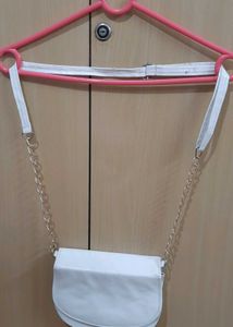 White Crossbody Bag with Chain Strap