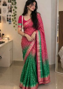 Elegant Red & Green Banarasi Silk Saree