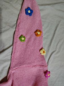 Savana Pink Cropped Cardigan with Floral Appl