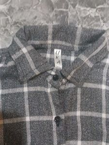 women Grey Plaid Button-Up Shirt