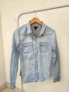 Light Wash Denim Button-Down Shirt