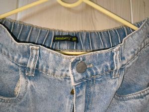 Dressberry Light Wash Wide Leg Cargo Jeans