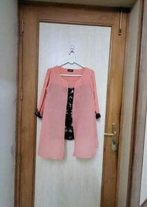 Peach Chiffon Layering Top
