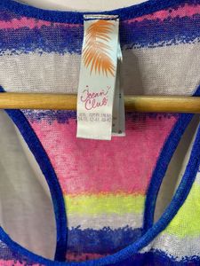 Vibrant Striped Swim Cover-Up Top