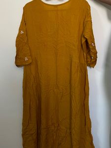 Mustard Yellow Embroidered Kurta
