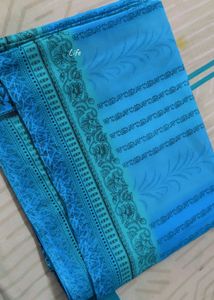 Blue Floral Print Saree