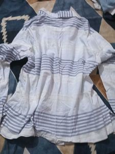 Oversized Blue Striped Button-Down Shirt