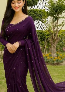 HAND MADE MIRROR WORK SAREE💜