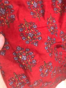 Red Floral Print Kurta
