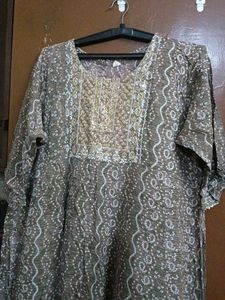 Embroidered Brown Kurta