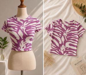 Purple Zebra Print Cropped Top
