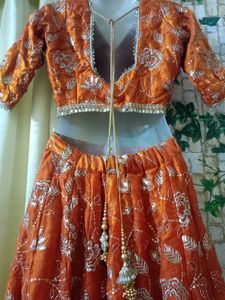 Designer Orange gold lehnga choli