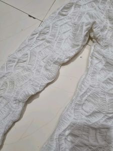 White Textured Mock Neck Top