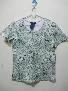 Karen Scott Green Floral Print Top Shirt